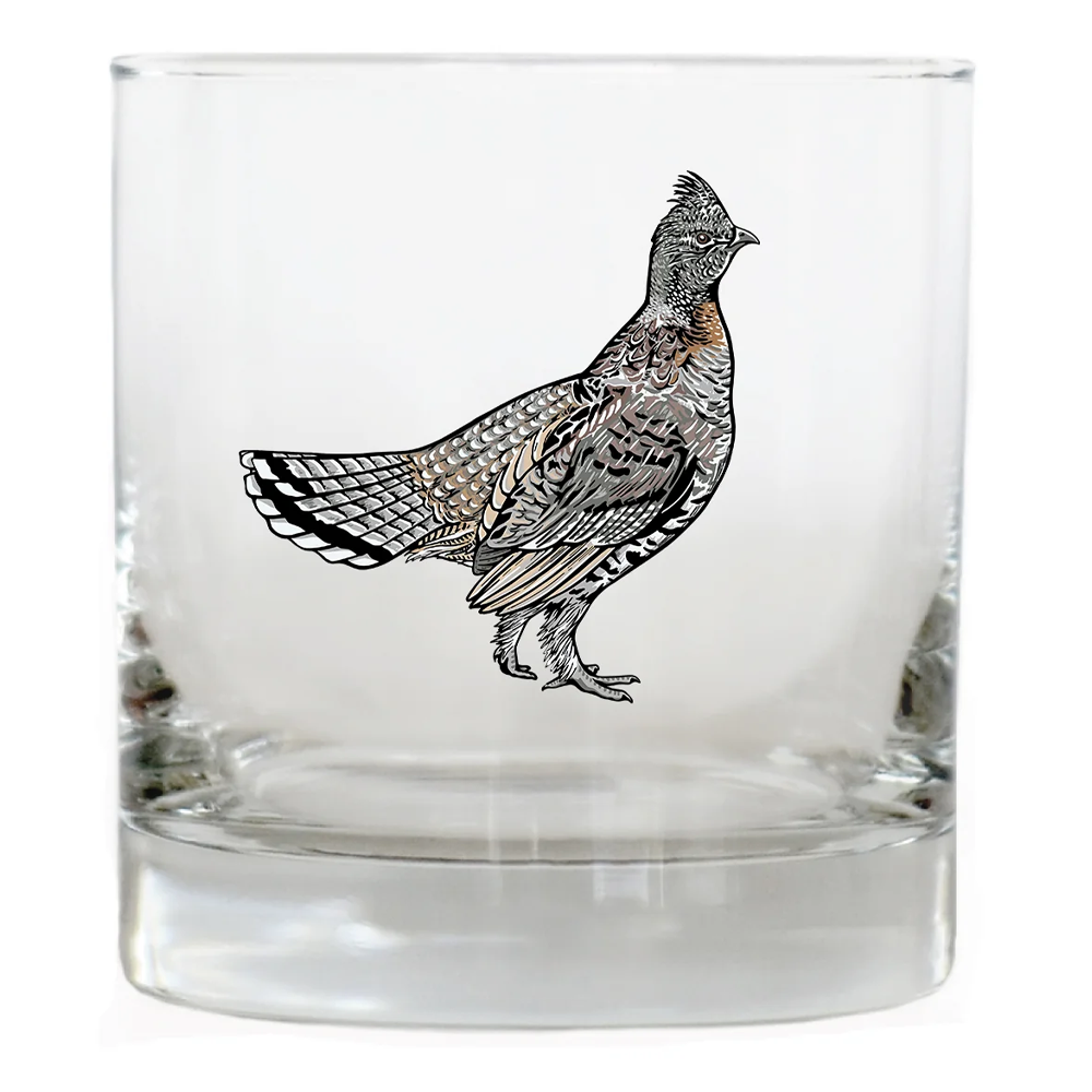 King of the North 11oz Standing Ruffed Grouse Whiskey Glass