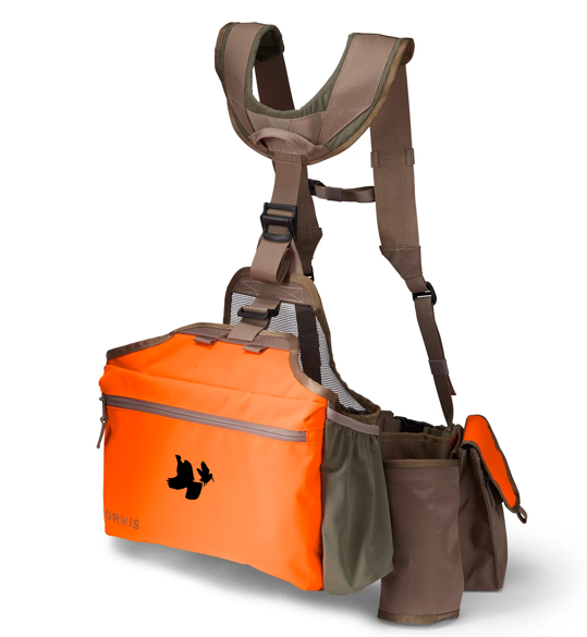 Orvis Pro Lt Hunting Vest: Blaze Orange / Cedar; with Two Bird