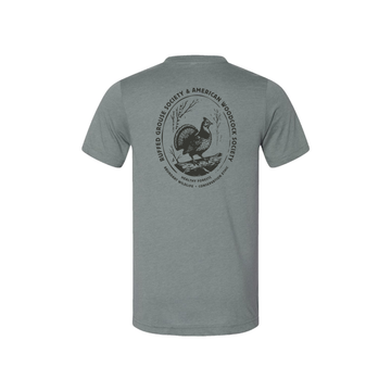Ruffed Grouse Society Short Sleeve T-Shirt with Ruffed Grouse on Log Design