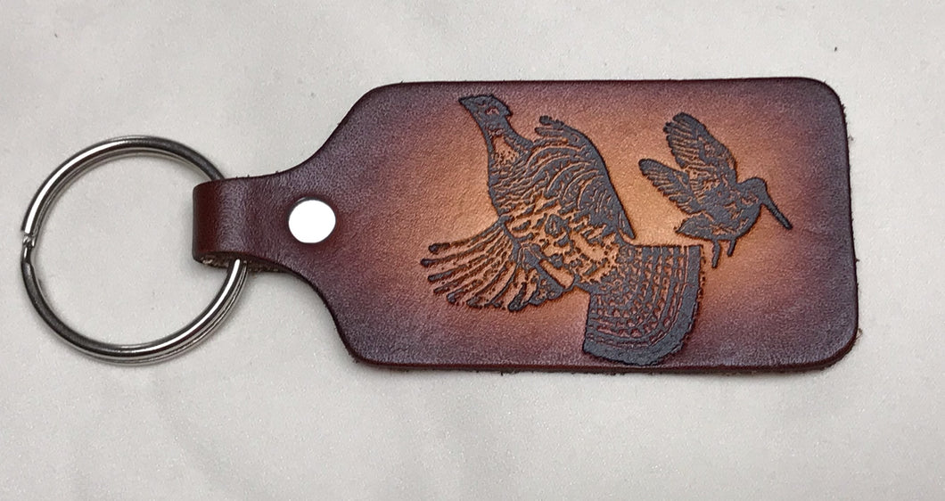 Handmade Leather Key Tag with RGS/AWS Birds Logo