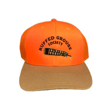Load image into Gallery viewer, RGS Blaze/Blaze/Old Gold Premium Trucker Cap with RGS and Feather Logo
