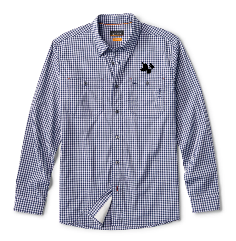 Orvis River Guide Long Sleeve Shirt with RGS & AWS Two Bird Logo; True Navy