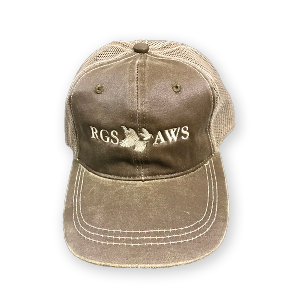 Weathered Mesh-Back Cap with RGS & AWS Logo: Khaki
