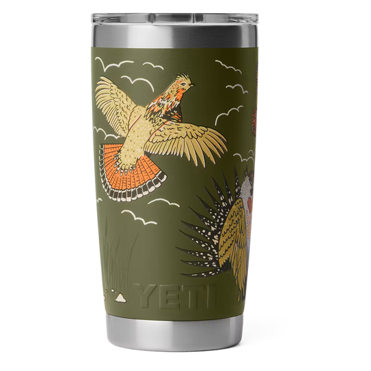 Yeti Rambler 20 Ounce Tumbler with Mudslider Lid: Upland Bird Olive
