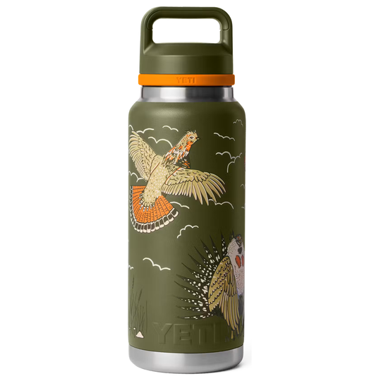 Yeti Rambler 36-Ounce Water Bottle with Chug Cap: Upland Birds Olive
