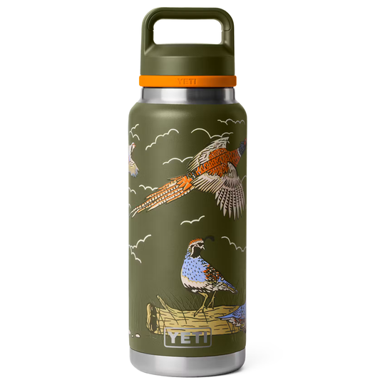 Yeti Rambler 36-Ounce Water Bottle with Chug Cap: Upland Birds Olive