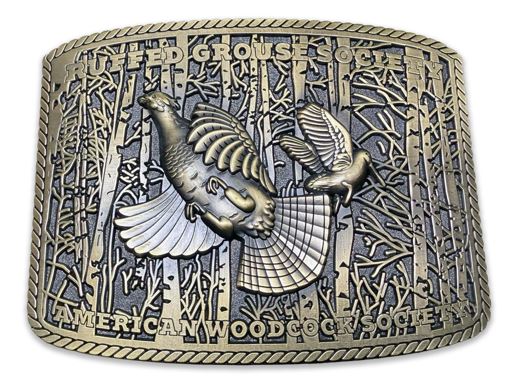 Custom Made Ruffed Grouse Society & American Woodcock Society Belt Buckle