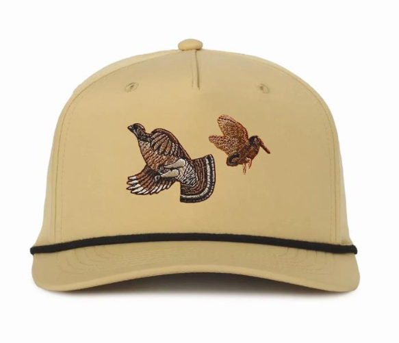 RGS & AWS Classic Rope Hat 5 Panel Flat Bill Cap Snapback: Full Color Logo Birds