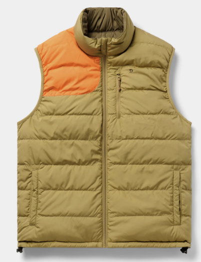 Duck Camp Reversible Down Vest: Wheat/Pin Oak: RGS & AWS Logo Across Bottom of Vest