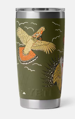 Yeti Rambler 20 Ounce Tumbler with Mudslider Lid: Upland Bird Olive