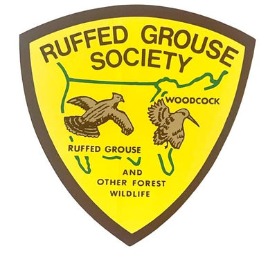 Vintage Shield Decal: Ruffed Grouse, Woodcock and Other Forest Wildlife