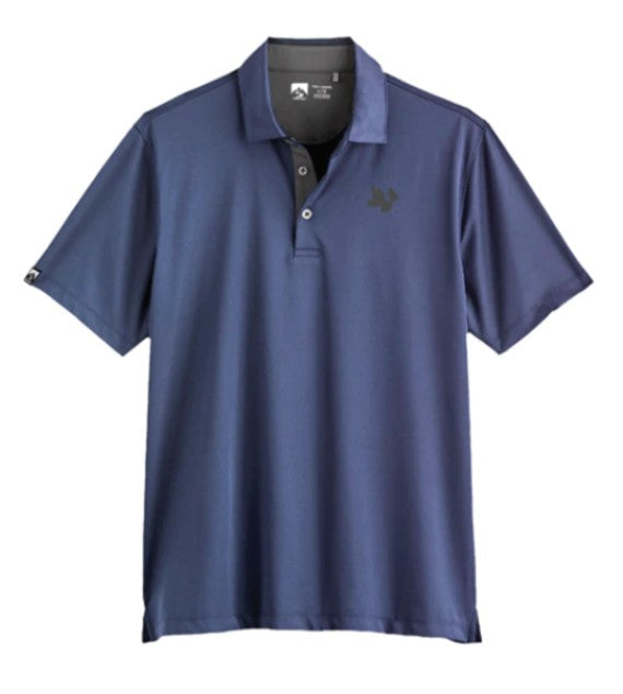 Men's Visionary Solid Short Sleeve Polo: Navy with Two Bird Logo