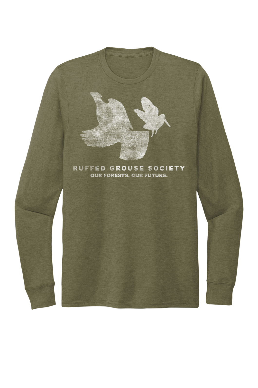 RGS & AWS Unisex Tri-Blend Long Sleeve T-Shirt: Two Bird Front Logo