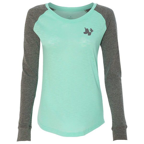 Ladies Patch Slub Long Sleeve T-Shirt: Embroidered RG & WC Silhouettes.