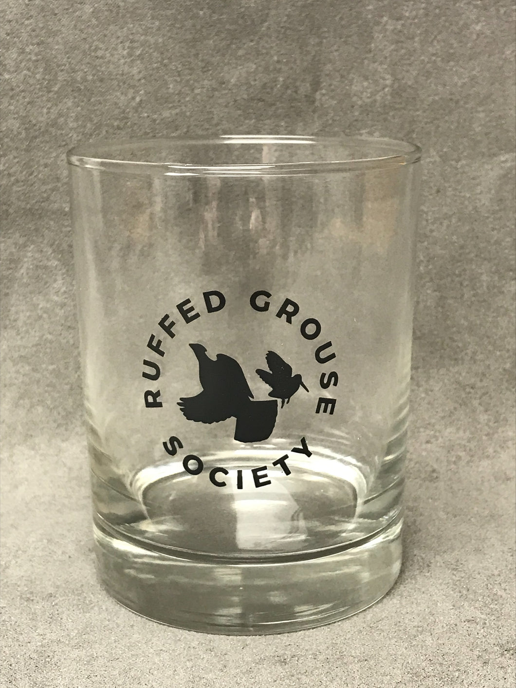 Executive DOF Glass: 14 Ounce; with Ruffed Grouse Society Logo.