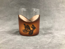Load image into Gallery viewer, Low Ball Glass with a Custom Grouse &amp; Woodcock Design Leather Wrap
